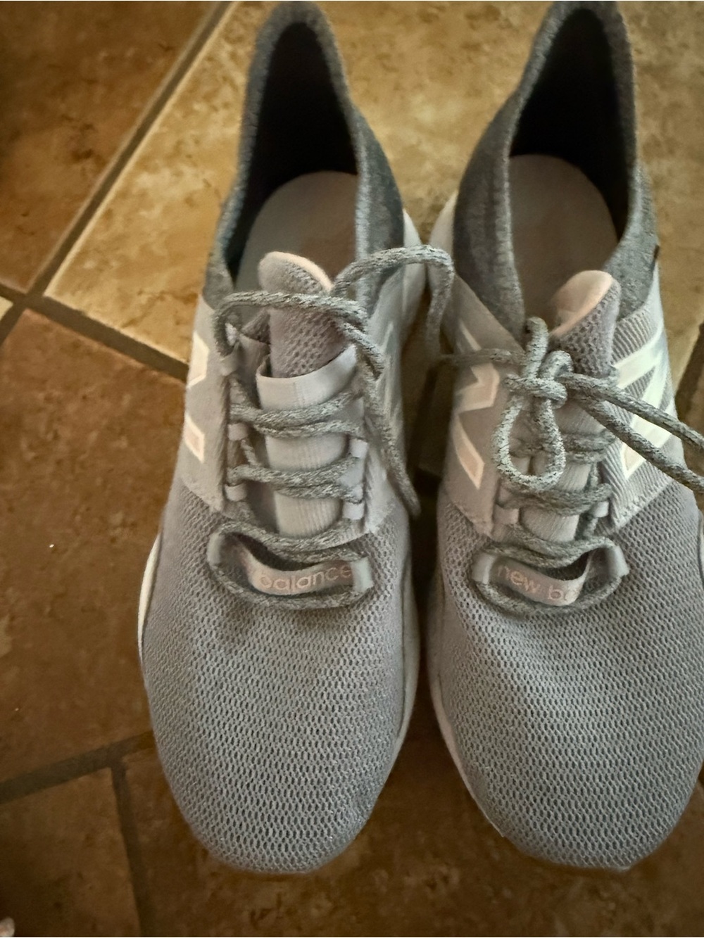 New Balance Light Grey Knit Women's Athletic Sneakers